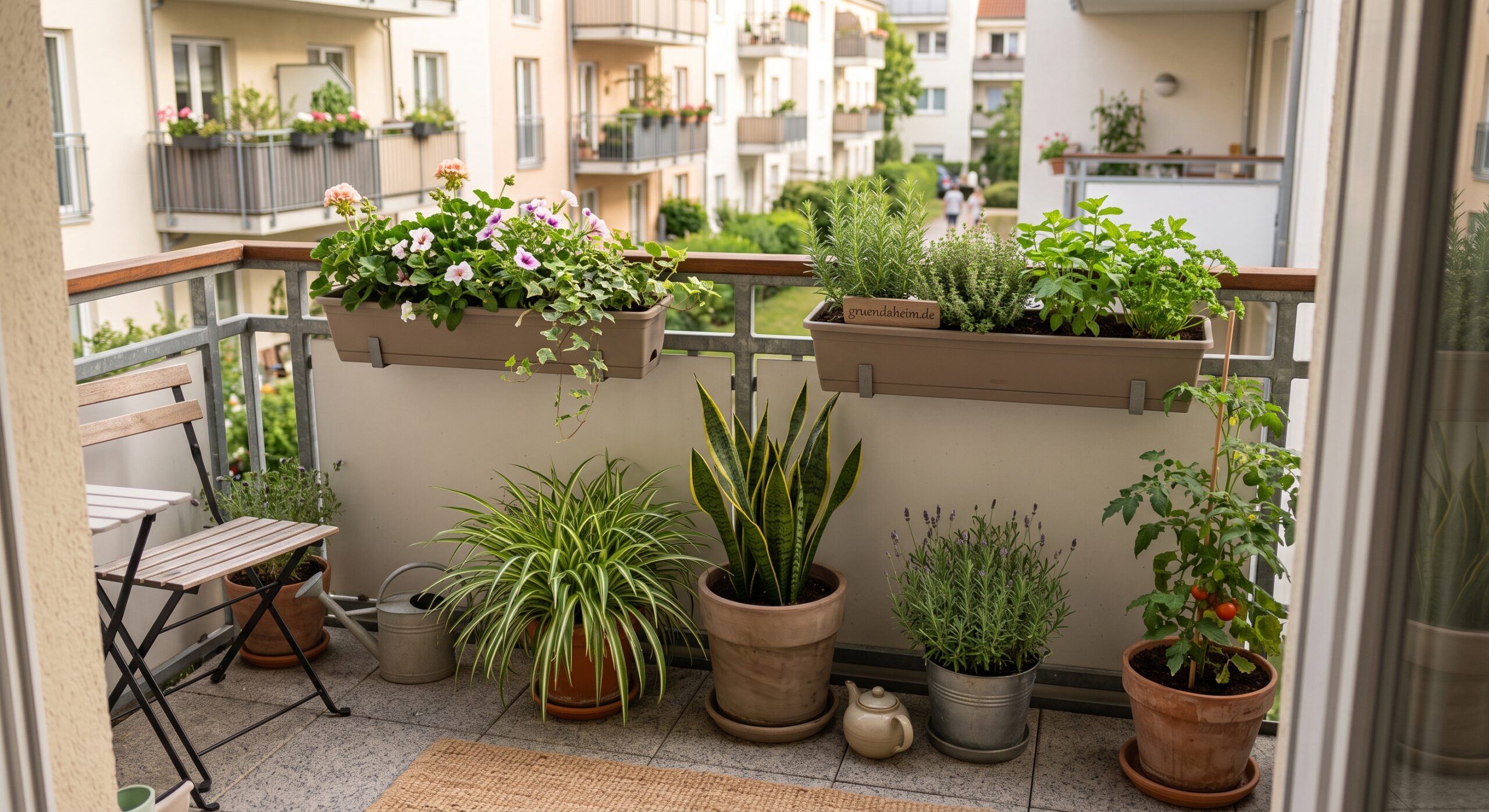 Balkongarten für Anfänger mit Pflanzen und Kräutern