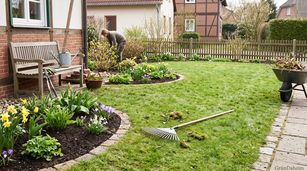 Rasen und Beete im Frühling pflegen